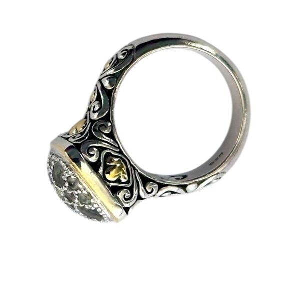 John Hardy Designer .925/18k Gold Light Colored Stone Cluster Ring. Size 7 - Picture 10 of 14
